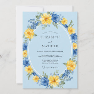 Himmelblaue Whimsical Florale Hochzeit Einladung