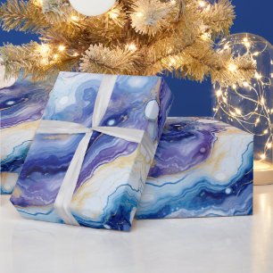 Himmelblauer Achat Abstraktes Galaxie-Steinmuste Geschenkpapier