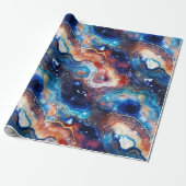 Himmelblauer Achat | Feueriges kosmische Steinmust Geschenkpapier (Ungerollt)