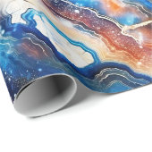 Himmelblauer Achat | Feueriges kosmische Steinmust Geschenkpapier (Rolleneckpunkt)