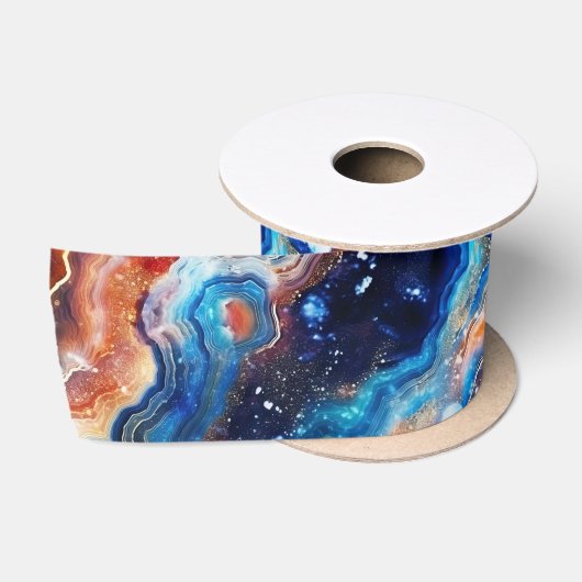 Himmelblauer Achat | Feuriges kosmische Steinmuste Satinband (Spule)
