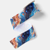 Himmelblauer Achat | Feuriges kosmische Steinmuste Satinband (Rückseite)