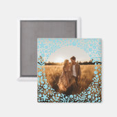 Himmelblauer Beerenrand-Rahmenfoto Magnet (Vorderseite/Rückseite)