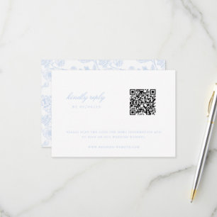 Himmelblauer Chinoiserie-Hochzeits-QR-Code RSVP Karte