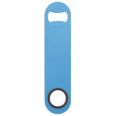 Himmelblauer Flaschenöffner mit individuellem Text (Rückseite)