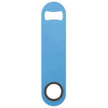 Himmelblauer Flaschenöffner mit individuellem Text