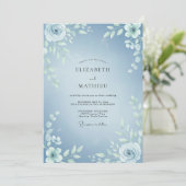 Himmelblauer Frostiger Winterhochzeit Einladung (Stehend Vorderseite)