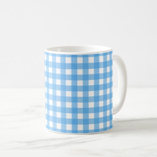 Himmelblauer Gingham Kaffeetasse (VorderseiteRechts)