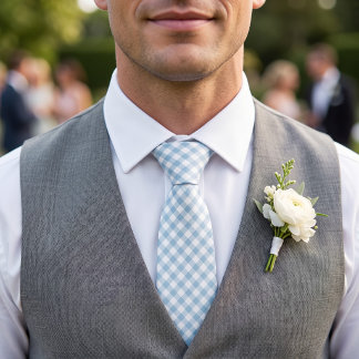 Himmelblauer Gingham Krawatte