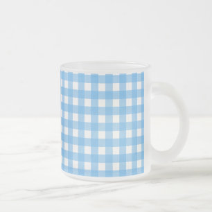 Himmelblauer Gingham Mattglastasse