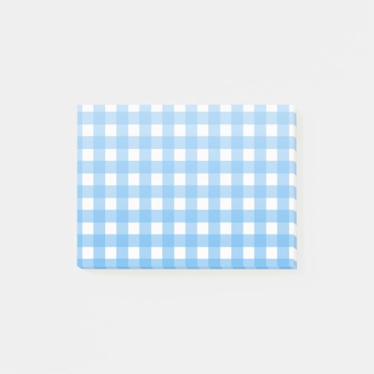 Himmelblauer Gingham Post-it Klebezettel (Vorderseite)