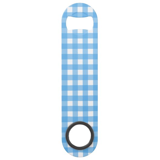 Himmelblauer Gingham Speed Flaschenöffner (Vorderseite)