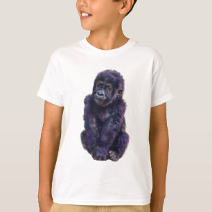 Himmelblauer Lila Gorilla Säuglingsdruck T-Shirt