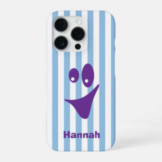 Himmelblauer Streifen Lila Quirkylächeln iPhone 16 Pro Hülle