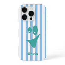 Himmelblauer Streifen-Mint-Quirky-Lächeln