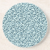 Himmelblauer Türkis Leopardendruck Glitter Getränkeuntersetzer (Vorne)