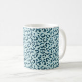 Himmelblauer Türkis Leopardendruck Glitter Kaffeetasse (VorderseiteRechts)