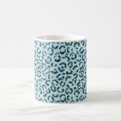 Himmelblauer Türkis Leopardendruck Glitter Kaffeetasse (Mittel)