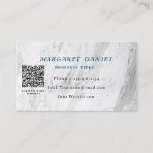 Himmelblauer weißer Marmor-QR-Code Visitenkarte (Vorderseite)