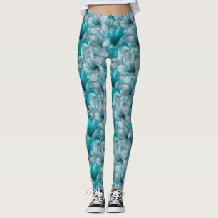 Himmelblauer Yoga Amaryllis Glanz Damenbekleidung Leggings