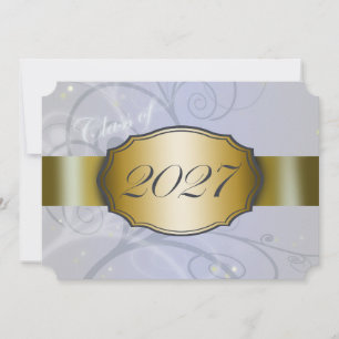 Himmelblaues Ernte und Gold Abschluss 2027 Einladung