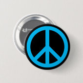 Himmelblaues Friedenssymbol Button (Vorne & Hinten)