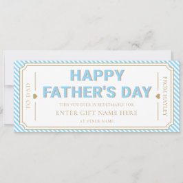 Himmelblaues Happy Father's Day Geschenkgutschein Einladung
