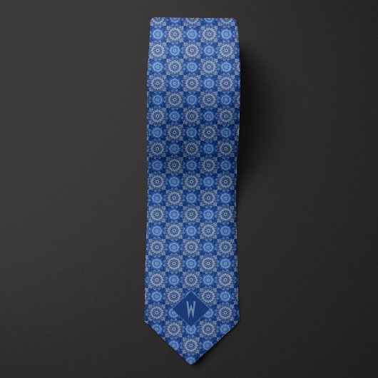 Himmelblaues Mandala-Monogramm Krawatte