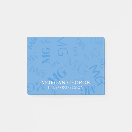 Himmelblaues Vielfaches von Monogrammen mit Ihrem Post-it Klebezettel (Vorderseite)
