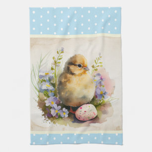 Himmelblaues vintage-chices Ostern-Küchentuch Geschirrtuch