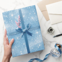 Himmelblaues weiches weißes Glittermuster Geschenkpapier