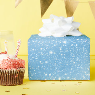 Himmelblaues weiches weißes Glittermuster Geschenkpapier