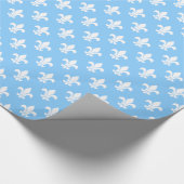 Himmelblaues weißes Fleur-de-Lis-Muster Geschenkpapier (Ecke)