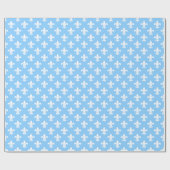 Himmelblaues weißes Fleur-de-Lis-Muster Geschenkpapier (Flach)