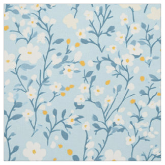 Himmelblaues zartes botanisches Rebenmuster Stoff