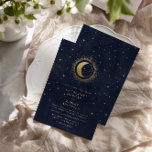 Himmelfahrt Mitternachtsblauer Mond Hochzeit Einladung<br><div class="desc">Für die "celestial gold" collection feature beautiful crescent moon with gold stars in various designs on velvet midnight blue background paired with elegant fonts. Easy to you to customize and you can choose among many items from this collection in our store.</div>