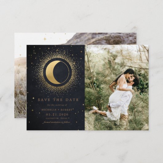 Himmelfahrt Mitternachtsstars zwei Fotos Save the Einladung (Vorne/Hinten)