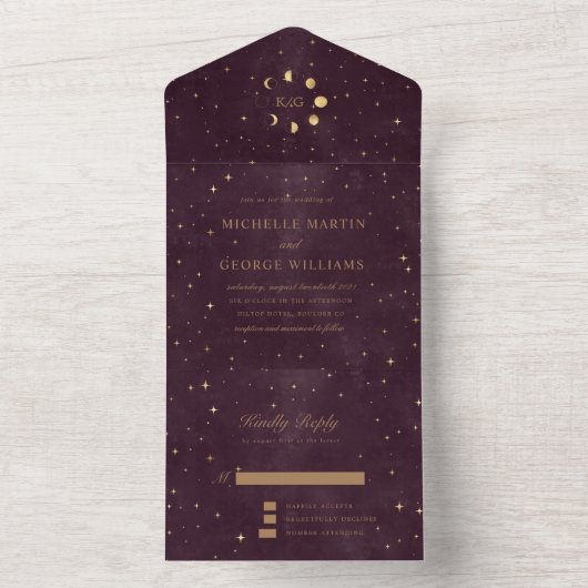 Himmelgold Hochzeit (kein ENV erforderlich) All In One Einladung (Innen Boden)