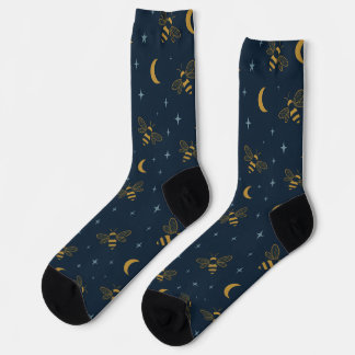 Himmelhafter Bienentraum – Mystisches Mond- und St Socken