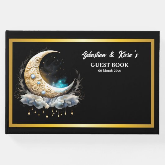 Himmelmond Silhouette Sternennacht Gästebuch (Vorderseite)