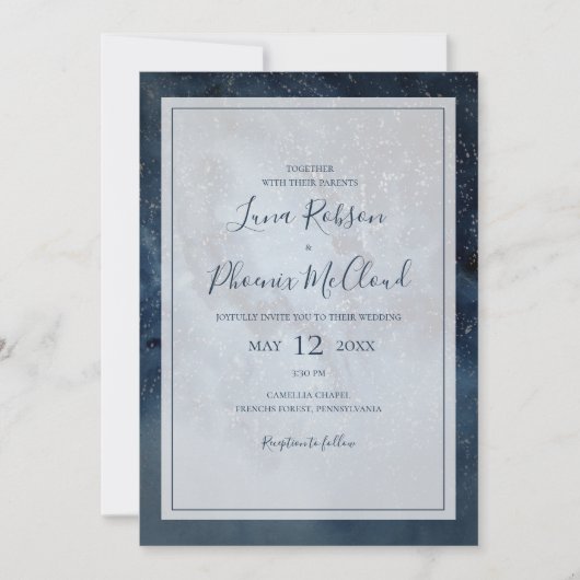 Himmelnächtlicher Himmel mit Lässiger Hochzeit Einladung (Vorderseite)