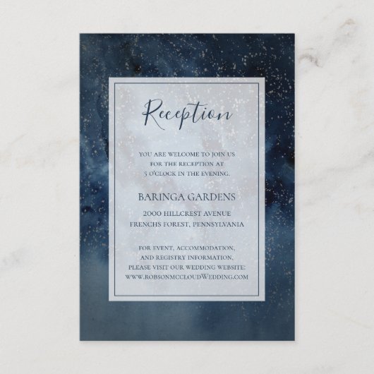 Himmelnächtlicher Himmel mit Rahmenhochzeitempfang Begleitkarte (Vorderseite)