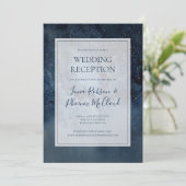 Himmelnächtlicher Himmel mit Rahmenhochzeitempfang Einladung (Stehend Vorderseite)