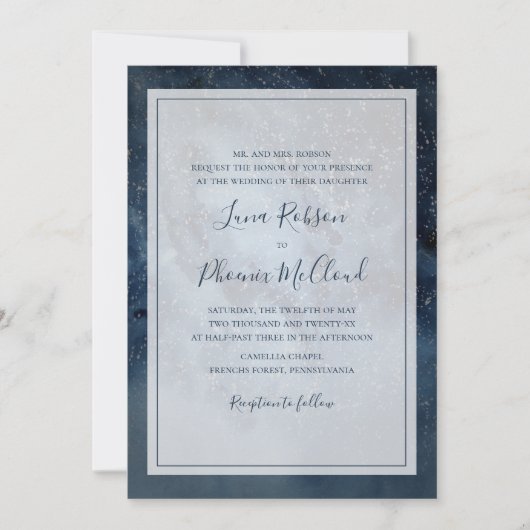 Himmelnächtlicher Himmel mit traditionellen Rahmen Einladung (Vorderseite)