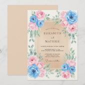Himmelrosa bemalte Hochzeit Einladung (Vorne/Hinten)