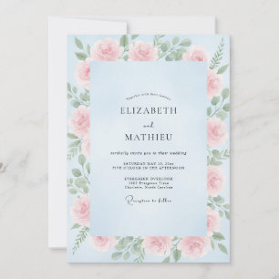 Himmelrosé-Blush-Pfingstrosen-Hochzeit Einladung
