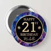 Himmels-Achat-Glitter-Geburtstagsabzeichen Button (Vorne & Hinten)