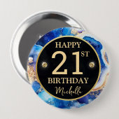 Himmels-Achat-Glitter-Geburtstagsabzeichen Button (Vorne & Hinten)