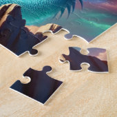 Himmels-Aurora-Drache auf Berg Fantasy-Kunst Puzzle (Seite)