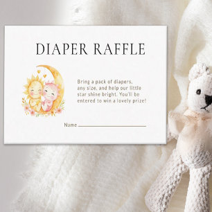 Himmels-Baby-Party-Windel-Raffle mit Sonne und Mon Begleitkarte